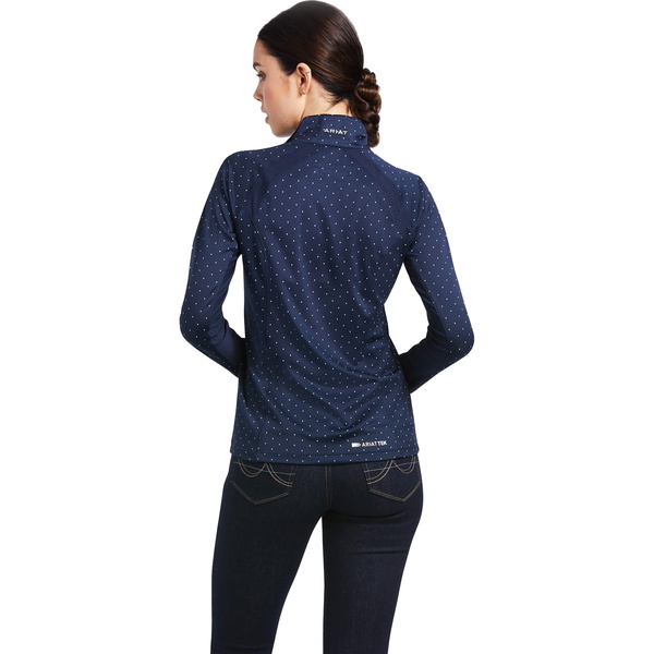2023 Ariat Womens Sunstopper 2.0 1/4 Zip Base Layer Top 10030429 - Navy Dot